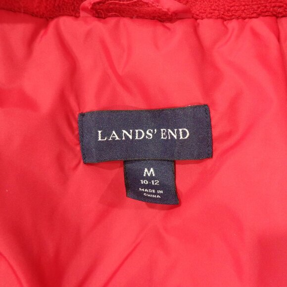 Lands' End Women's Red Down Puffer Jacket/Coat w. Pockets Size M - Picture 3 of 9